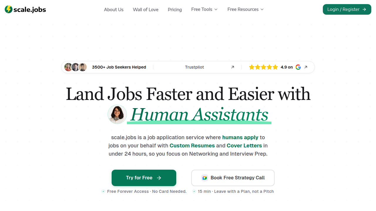 Screenshot of the Scale.jobs homepage, a platform focused on AI and machine learning talent.