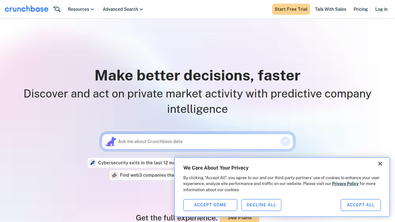 Crunchbase provides comprehensive data on venture funding, including significant investments in AI startups.