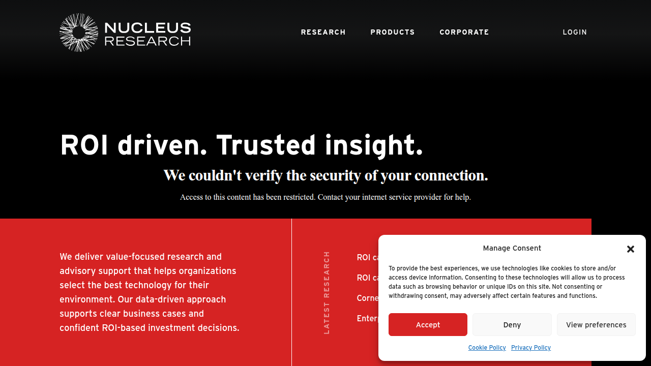 Access Nucleus Research for analyses on technology value and ROI.