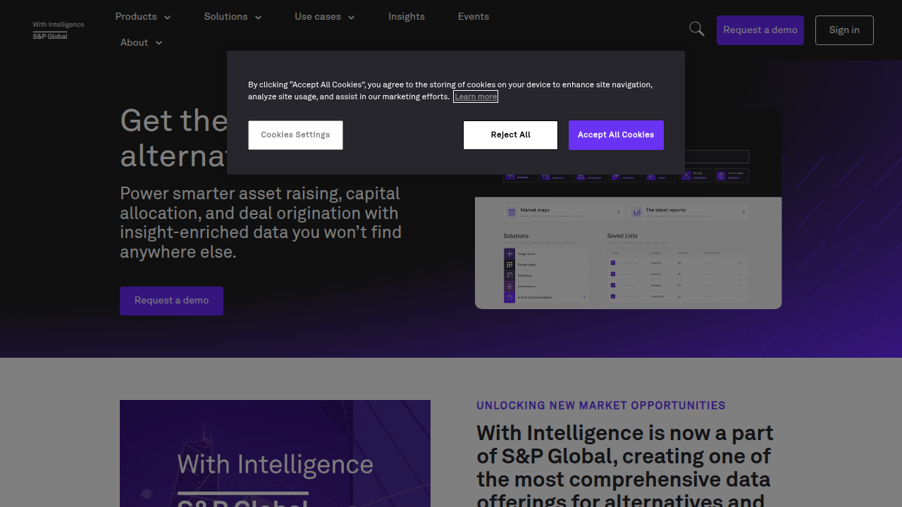 The official website of With Intelligence, a data and insights provider specializing in private markets, referenced for AI deal reports.