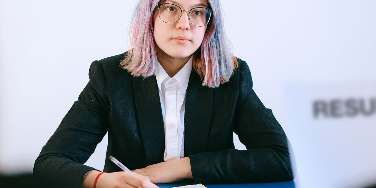 A candidate confidently engaging in a job interview, demonstrating readiness for an AI career opportunity.
