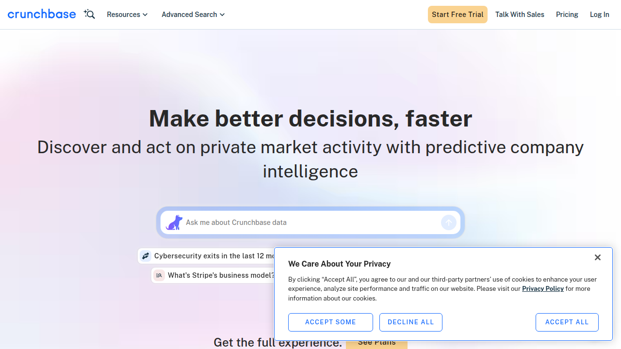 Explore Crunchbase for detailed data on venture funding and AI startup investments, revealing key market trends.