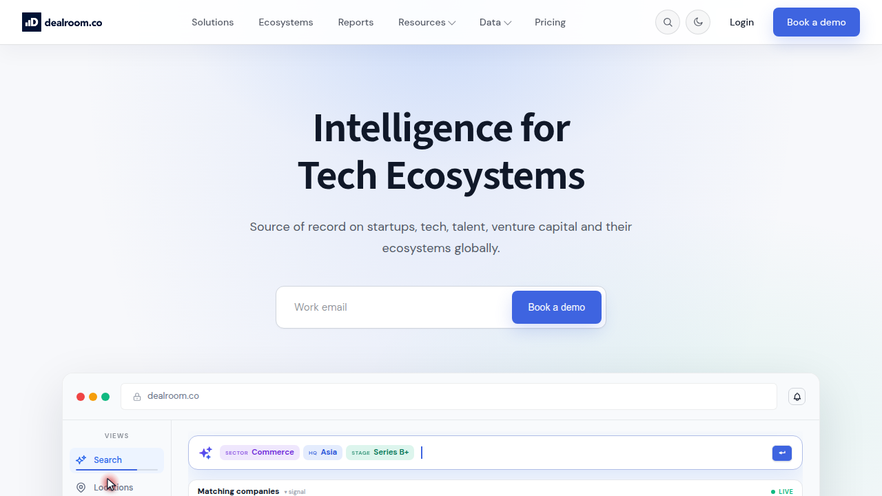 Dealroom.co provides comprehensive data on startup ecosystems, including AI funding trends and market insights.