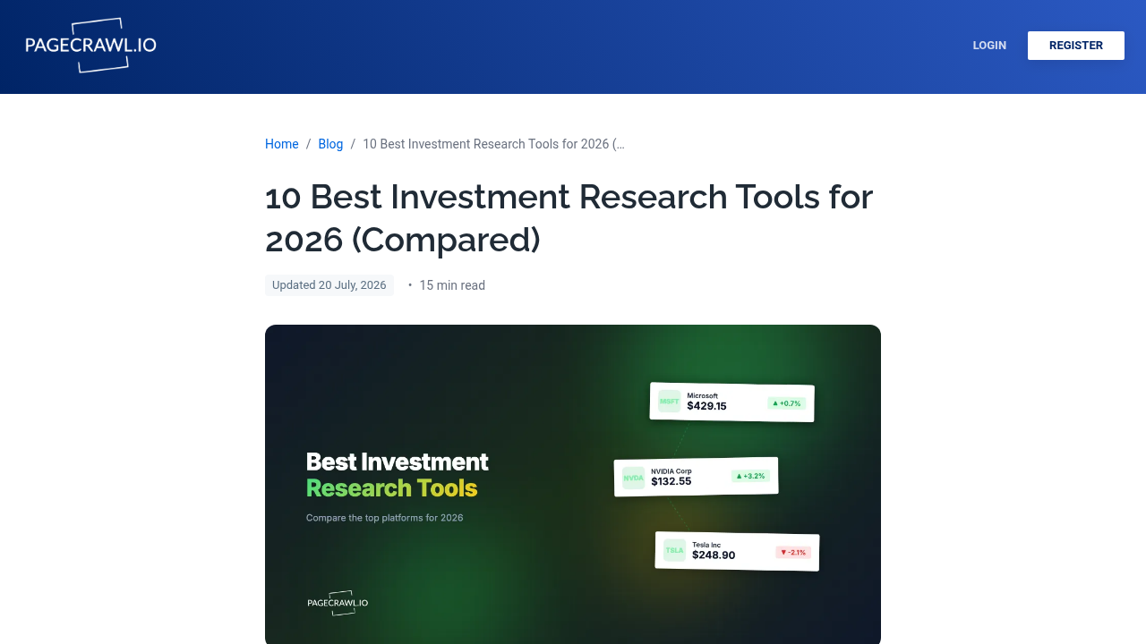 A screenshot from an article showcasing top investment research tools, illustrating the digital resources available for monitoring market activities.